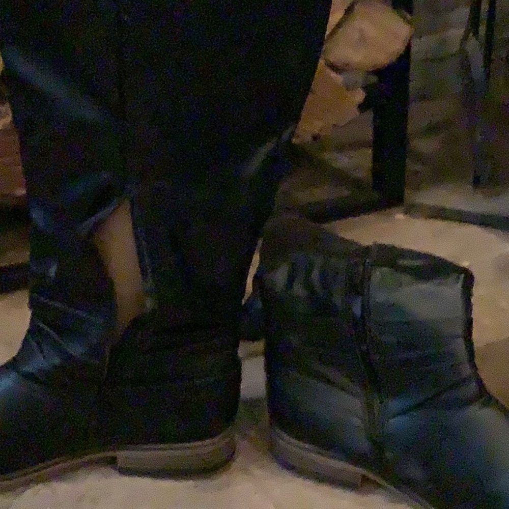 Knee length black vegan leather boots size 11. Wide calf. - Picture 3 of 6